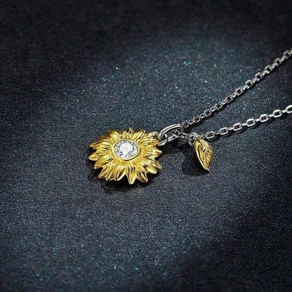 GZ308 - Sunflower Necklace - 925 Sterling Silver Charm Jewelry - Touchy Style .