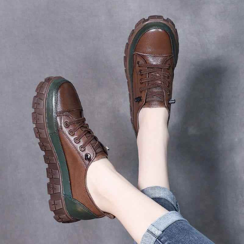 Handmade Leather Flats Sneakers Women&