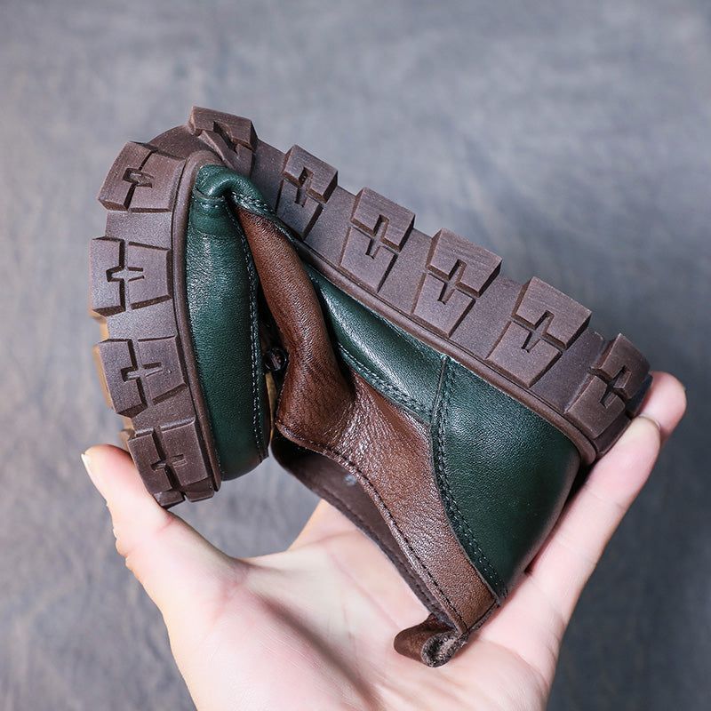 Handmade Leather Flats Sneakers Women&