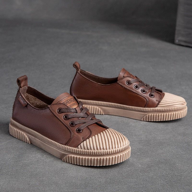 Handmade Women Casual Shoes Leather Platform Sneakers HGCS09 - Touchy Style .