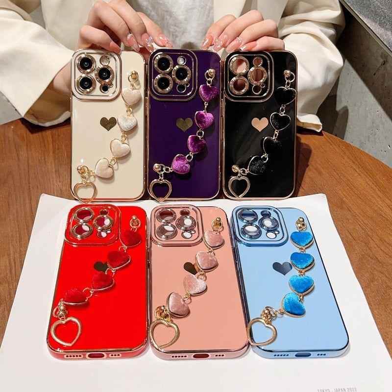 Heart of Gold: Mini Heart Plated Silicone Cute Phone Cases for iPhone 14, 13, 12 Pro, 11 Pro Max, and Plus - Touchy Style