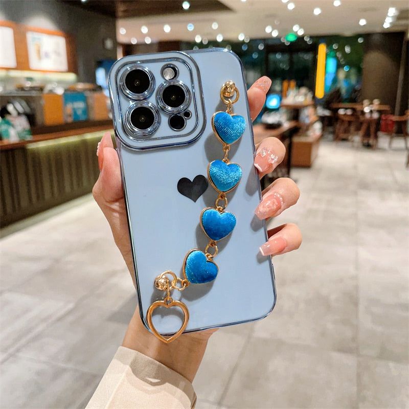 Heart of Gold: Mini Heart Plated Silicone Cute Phone Cases for iPhone 14, 13, 12 Pro, 11 Pro Max, and Plus - Touchy Style .