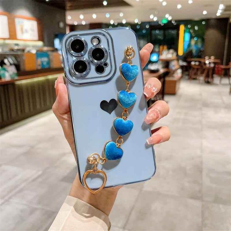 Heart of Gold: Mini Heart Plated Silicone Cute Phone Cases for iPhone 14, 13, 12 Pro, 11 Pro Max, and Plus - Touchy Style