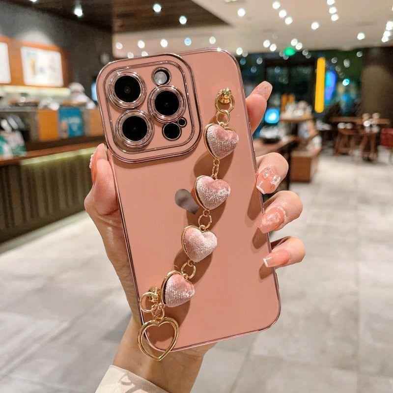 Heart of Gold: Mini Heart Plated Silicone Cute Phone Cases for iPhone 14, 13, 12 Pro, 11 Pro Max, and Plus - Touchy Style