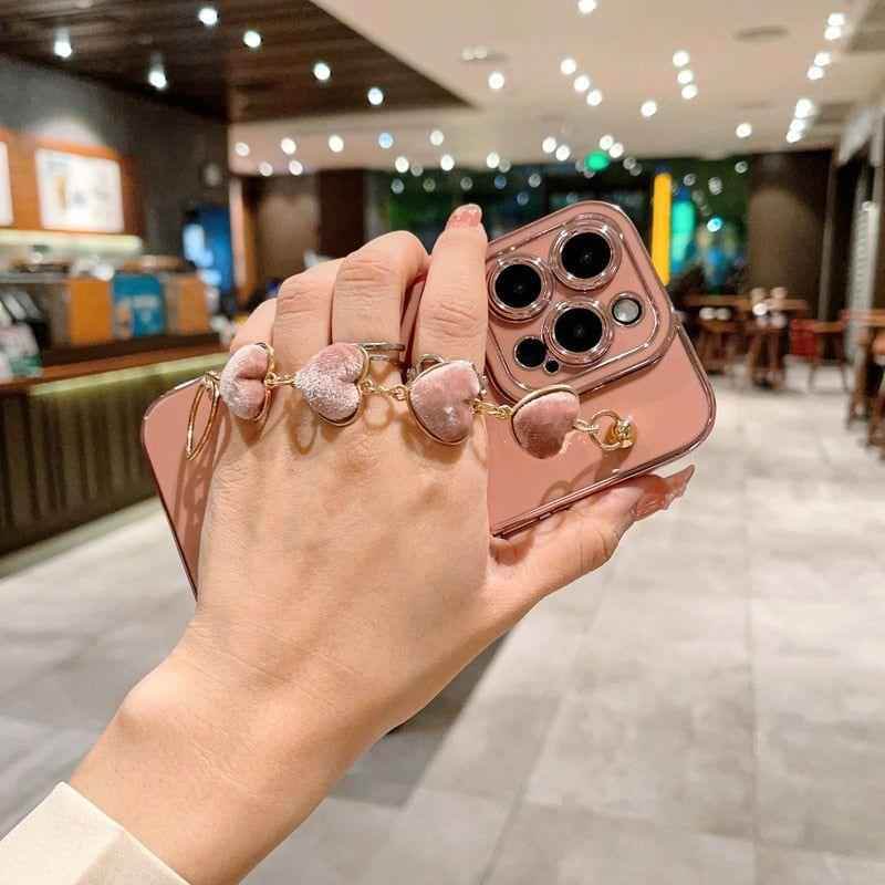Heart of Gold: Mini Heart Plated Silicone Cute Phone Cases for iPhone 14, 13, 12 Pro, 11 Pro Max, and Plus - Touchy Style