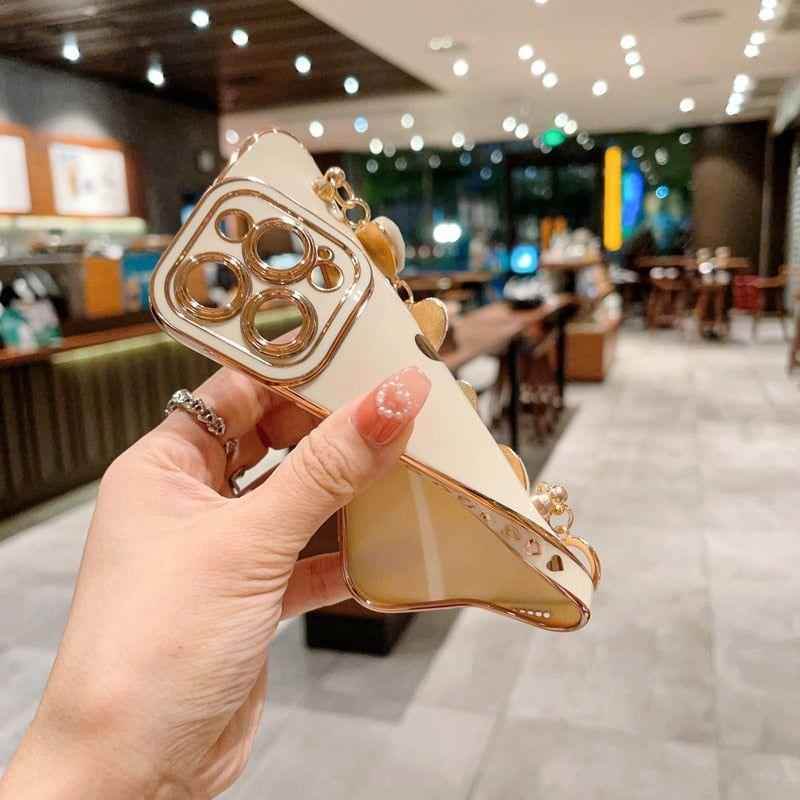 Heart of Gold: Mini Heart Plated Silicone Cute Phone Cases for iPhone 14, 13, 12 Pro, 11 Pro Max, and Plus - Touchy Style