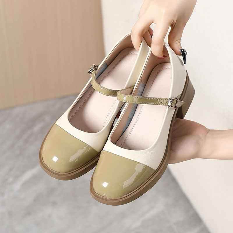 High Heel Leather Loafers in Mixed Colors for Women: TC124 Women&