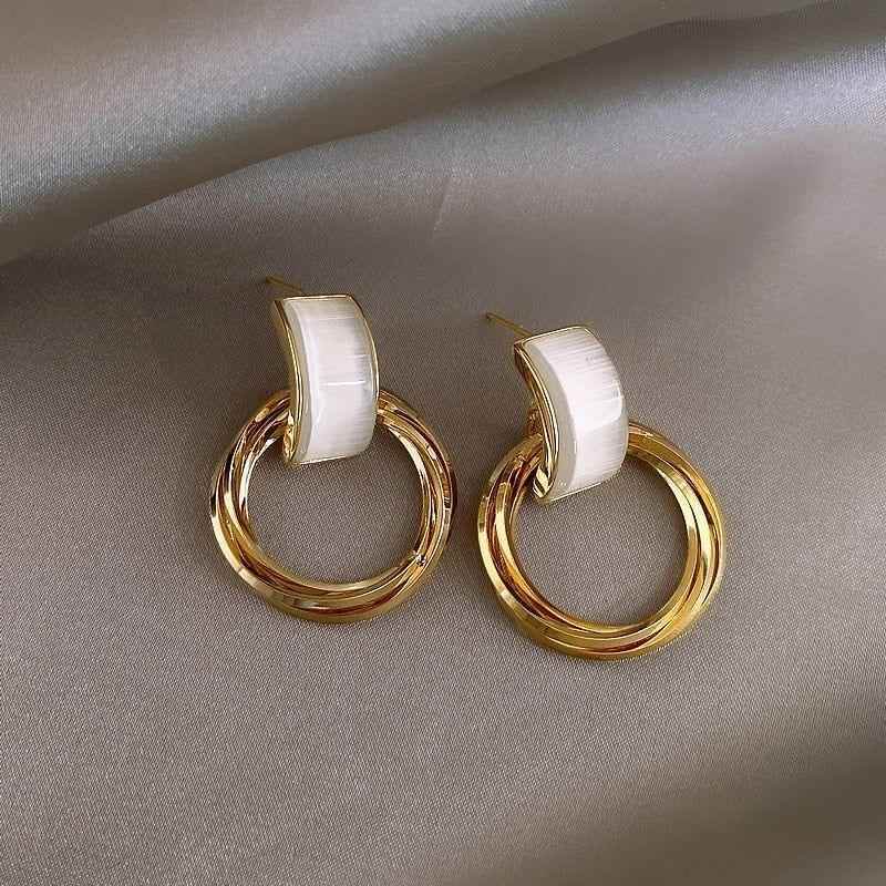 High Sense Opal Circle Fashion Earrings Charm Jewelry XYS0329 - Touchy Style