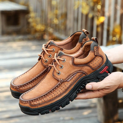HS0426 Men's Outdoor Hiking Leather Loafers Casual Shoes Sneakers