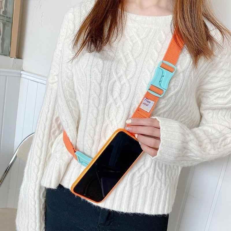 iPhone Cute Phone Cases For iPhone 12 Pro Max Mini 11 Pro Max X XS Max XR 7 8 Plus SE 2020 Fluorescence Lanyard Pattern - Touchy Style