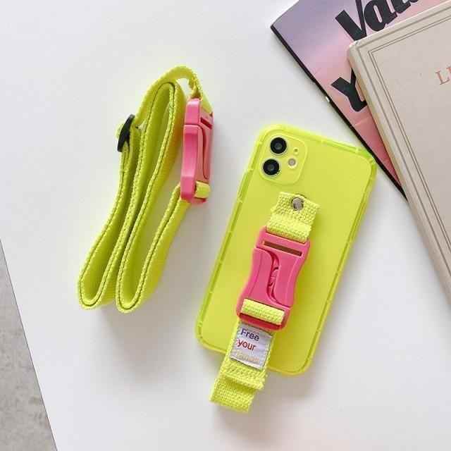 iPhone Cute Phone Cases For iPhone 12 Pro Max Mini 11 Pro Max X XS Max XR 7 8 Plus SE 2020 Fluorescence Lanyard Pattern - Touchy Style .