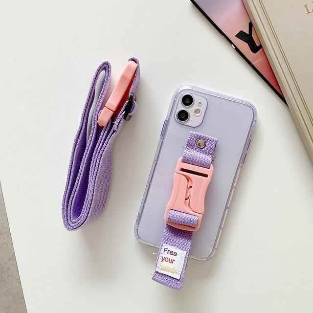 iPhone Cute Phone Cases For iPhone 12 Pro Max Mini 11 Pro Max X XS Max XR 7 8 Plus SE 2020 Fluorescence Lanyard Pattern - Touchy Style