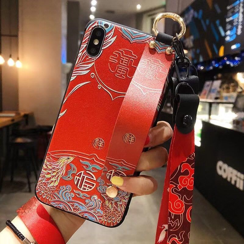 iPhone Cute Phone Cases Holder For iPhone 11 12 Pro Max X Xs Max XR 7 8 Plus SE Chinese Pattern - Touchy Style .