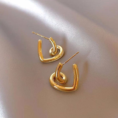 Irregular Spiral Metal Heart Drop Earrings Charm Jewelry ECJTX03 - Touchy Style .