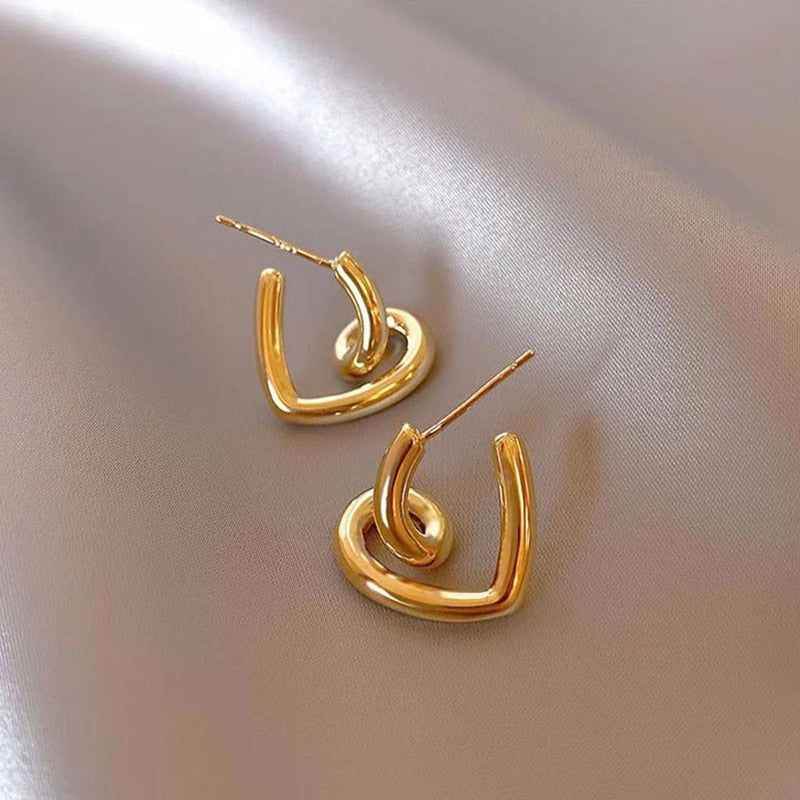 Irregular Spiral Metal Heart Drop Earrings Charm Jewelry ECJTX03 - Touchy Style .