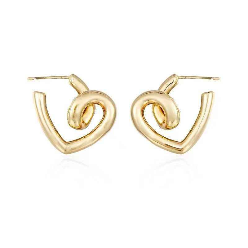 Irregular Spiral Metal Heart Drop Earrings Charm Jewelry ECJTX03 - Touchy Style