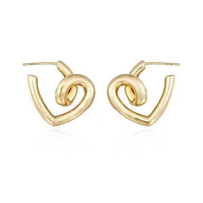 Irregular Spiral Metal Heart Drop Earrings Charm Jewelry ECJTX03 - Touchy Style
