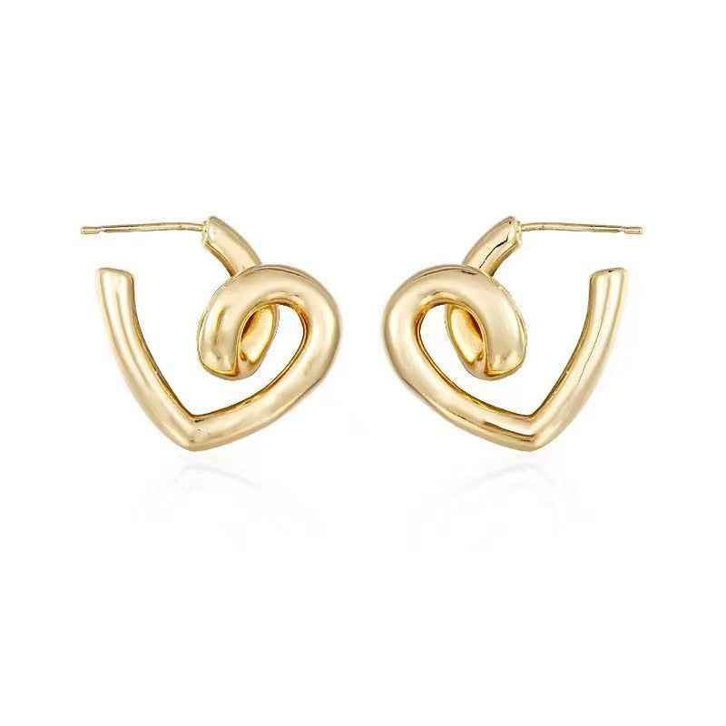 Irregular Spiral Metal Heart Drop Earrings Charm Jewelry ECJTX03 - Touchy Style