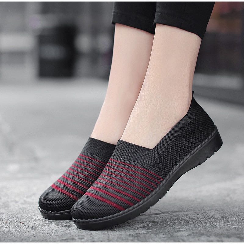 Knitted Mesh Breathable Flats Loafers Women&