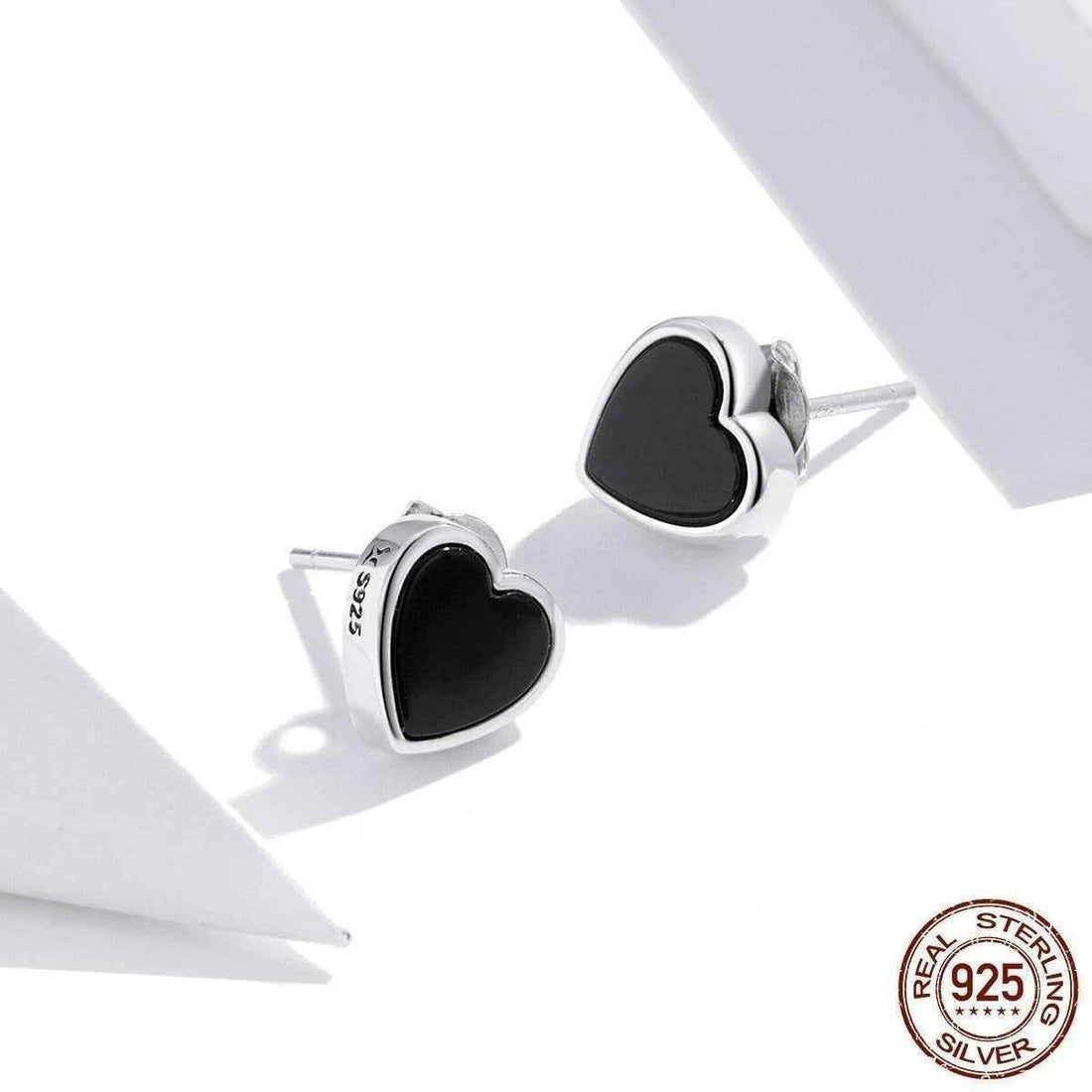 Korean 925 Sterling Silver Black Mini Earrings Charm Jewelry WOS08 - Touchy Style