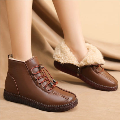Leather Ankle Boots - Fashion Women&