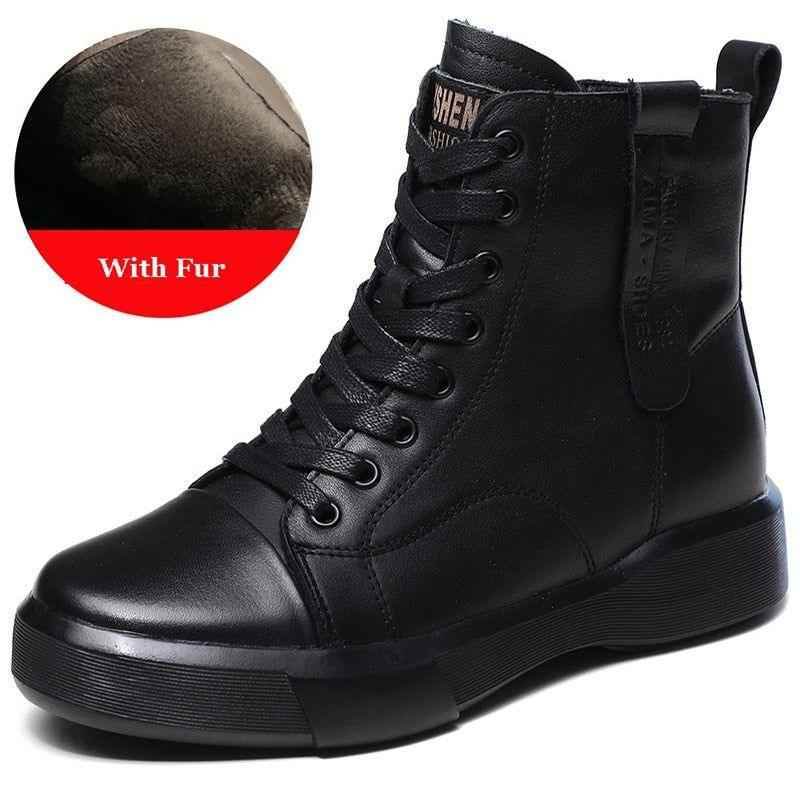 Leather Ankle Boots Lace-Up Handmade Soft Women&