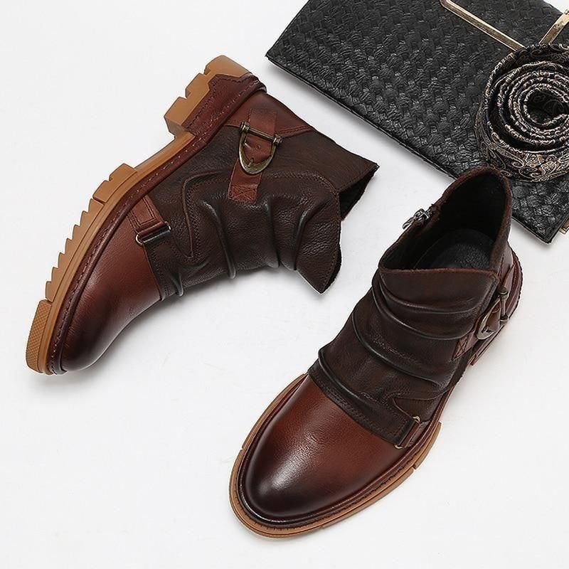 Leather Ankle Boots Men&