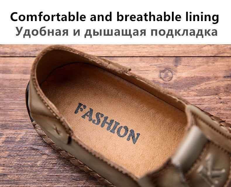 Leather Boat Fashion Loafers Men&
