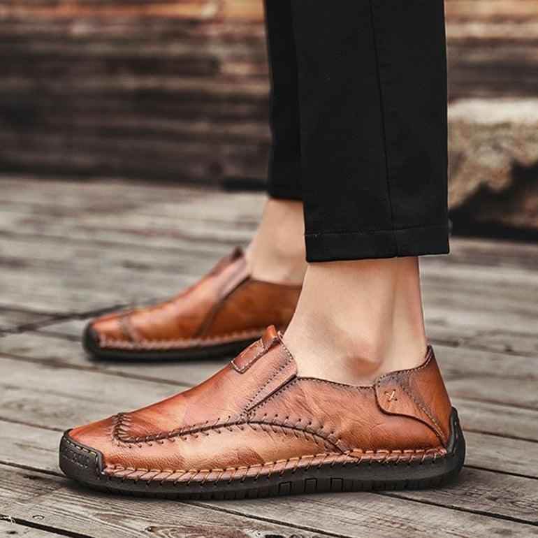 Leather Boat Fashion Loafers Men&