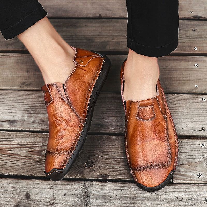 Leather Boat Fashion Loafers Men&