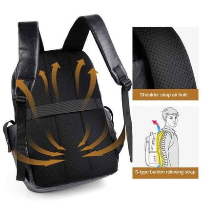 Leather Cool Backpack CBROS24 For Men Fashion Large Capacity Laptop Travel Bag - Touchy Style
