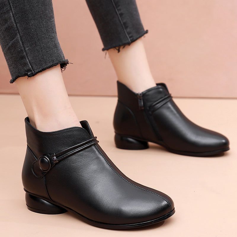 Leather Low Heels Women&