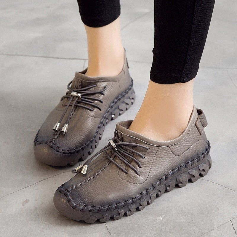 Leather Oxford Flats Loafers Women&