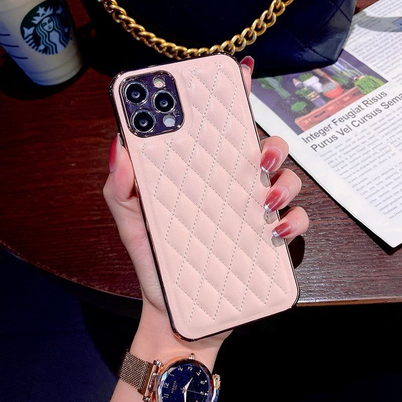 Leather Plating Cute Phone Cases For iPhone 13 12 Pro Max 7 8 Plus X XS XR 11 SE 2 2020 10 - Touchy Style .