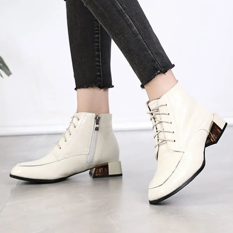 Leather Short Ankle Boots Women&