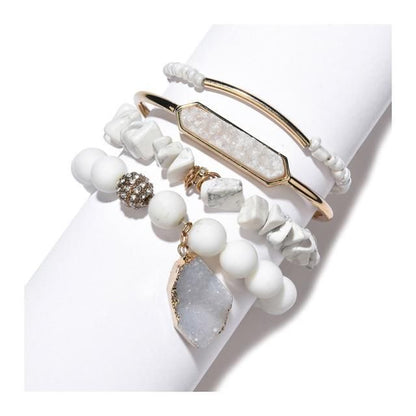 Light Crystal Bracelets Charm Jewelry Set BCSET303 Natural Stone Beads - Touchy Style .