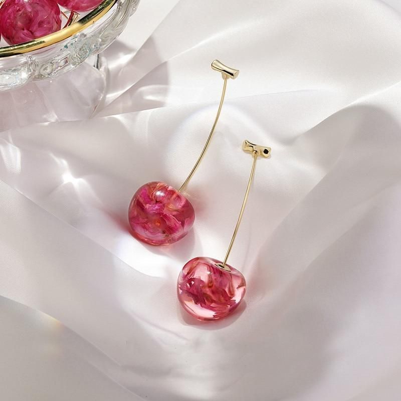 Long Earrings Charm Jewelry Acrylic Sweet Cherry DM20X194 - Touchy Style .