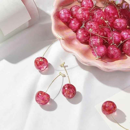 Long Earrings Charm Jewelry Acrylic Sweet Cherry DM20X194 - Touchy Style .