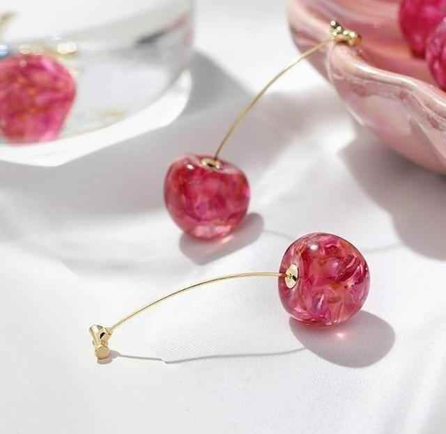 Long Earrings Charm Jewelry Acrylic Sweet Cherry DM20X194 - Touchy Style .