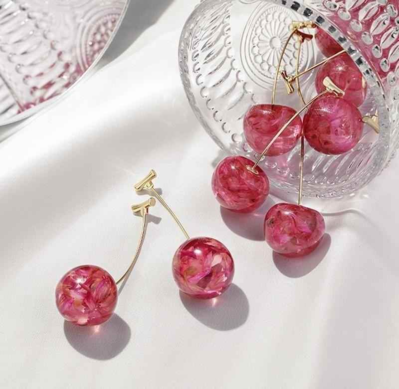 Long Earrings Charm Jewelry Acrylic Sweet Cherry DM20X194 - Touchy Style .