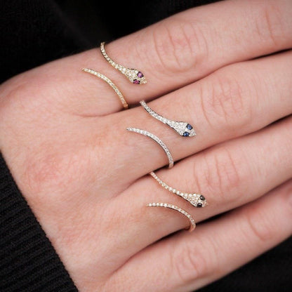 Long Simple Snake Finger Rings Charm Jewelry - Touchy Style .