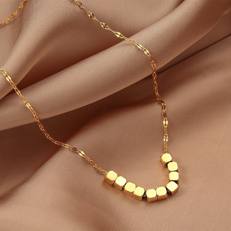Lucky Beads 18 K Chain Stainless Steel Necklaces Charm Jewelry YOS0222 - Touchy Style .