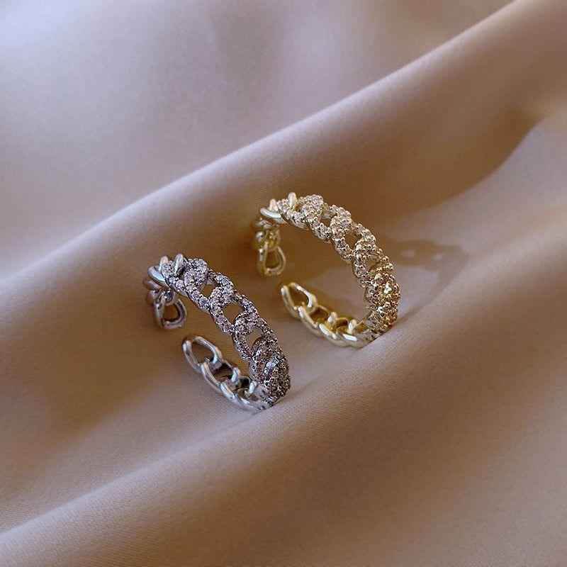 Luxury Zircon Twist Silver Golden Finger Rings Charm Jewelry XYS0135 - Touchy Style .