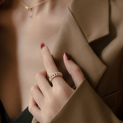 Luxury Zircon Twist Silver Golden Finger Rings Charm Jewelry XYS0135 - Touchy Style .