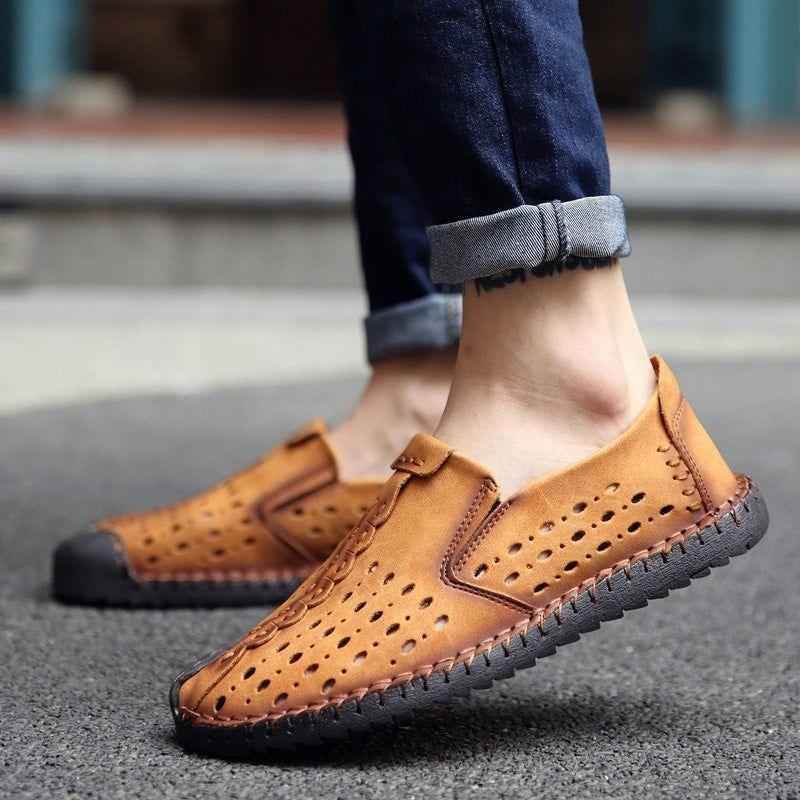 Møde Betydning Gentage sig Men's Casual Shoes Leather Summer Loafers Breathable Comfortable Flat |  Touchy Style