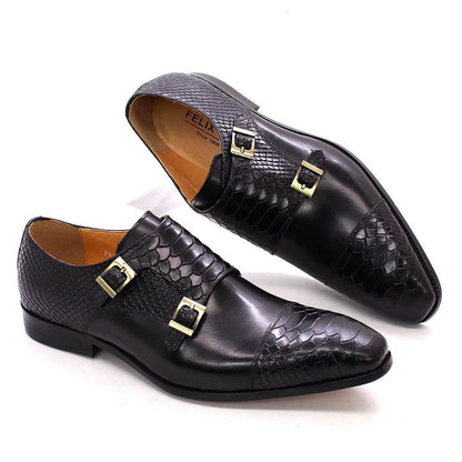Men's Dress Shoes Genuine Leather Snake Print Classic Italian Shoes DMCSFCO57