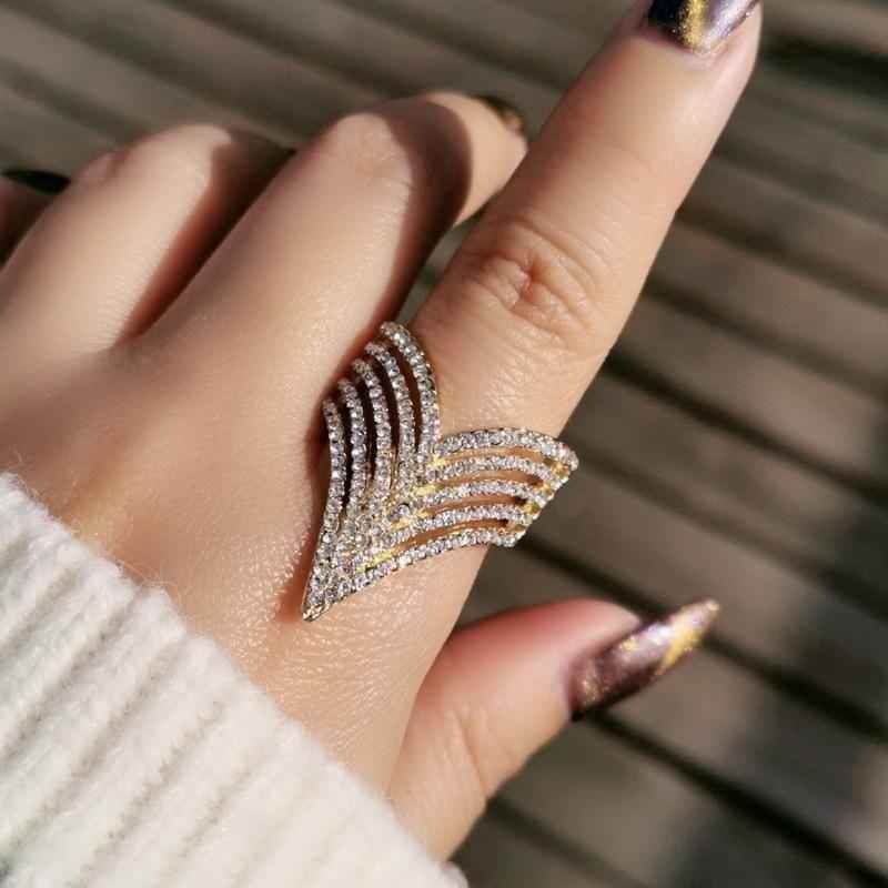 Micro Paved Cubic Multilayer Crystal Finger Rings Charm Jewelry - Touchy Style