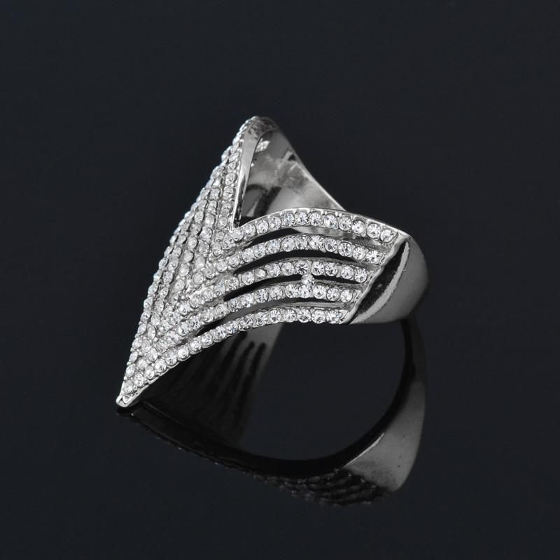 Micro Paved Cubic Multilayer Crystal Finger Rings Charm Jewelry - Touchy Style .