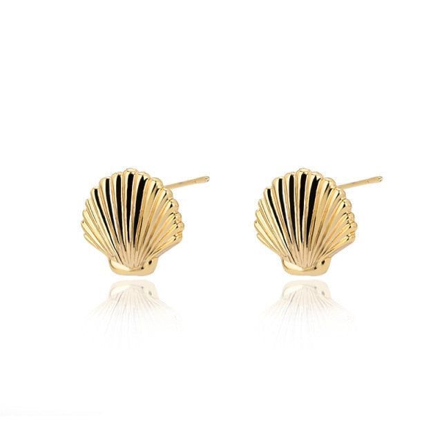 Mini Golden Stainless Steel Shell Earrings Charm Jewelry ZS0419 - Touchy Style .