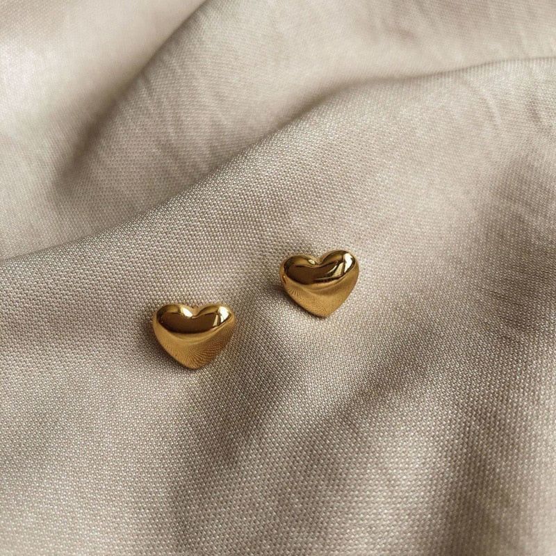 Mini Sweet Heart Stainless Steel Stud Earrings Charm Jewelry ECJWY31 Korean Design - Touchy Style .